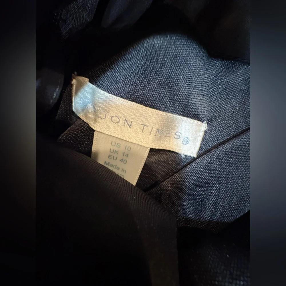 London Times Black Lace & Mesh Fit & Flare Cocktail Dress - Size 10 - Picture 5 of 6